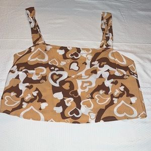 NWOT L.A. HEARTS BROWN, TAN & WHITE CROP TOP